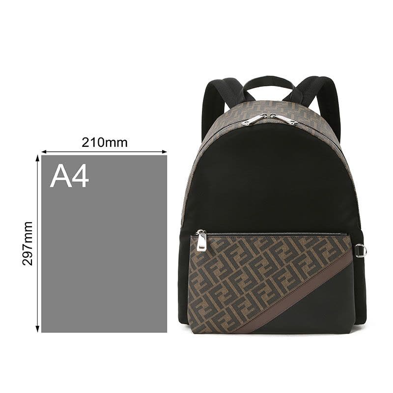 预售 芬迪 FENDI ZAINO 书包 男女同款 双肩包中号 FF标识老花款7VZ042银扣图片