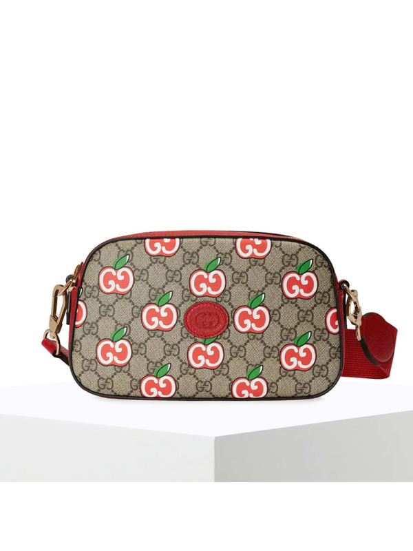预订 20春夏款 GUCCI 限定款 双G苹果图案 单肩斜挎包 574886 24*14*7CM