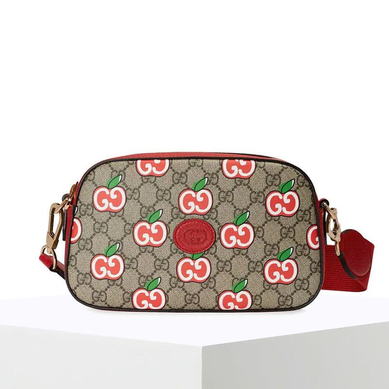 预订 20春夏款 GUCCI 限定款 双G苹果图案 单肩斜挎包 574886 24*14*7CM图片