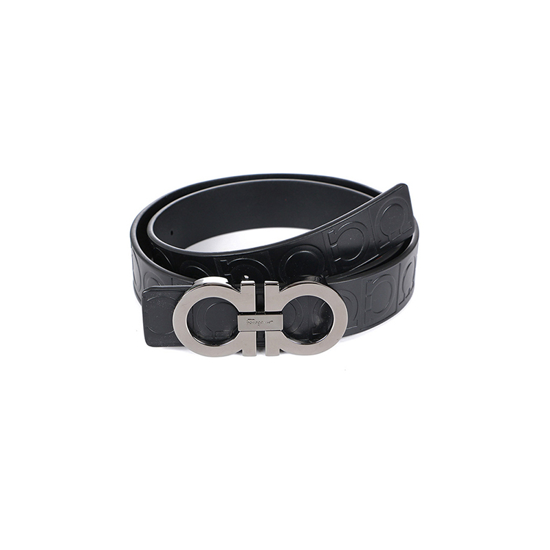 Ferragamo 菲拉格慕腰带 男士牛皮压花板扣式皮带箱包配件黑色95 CM 679169 05871