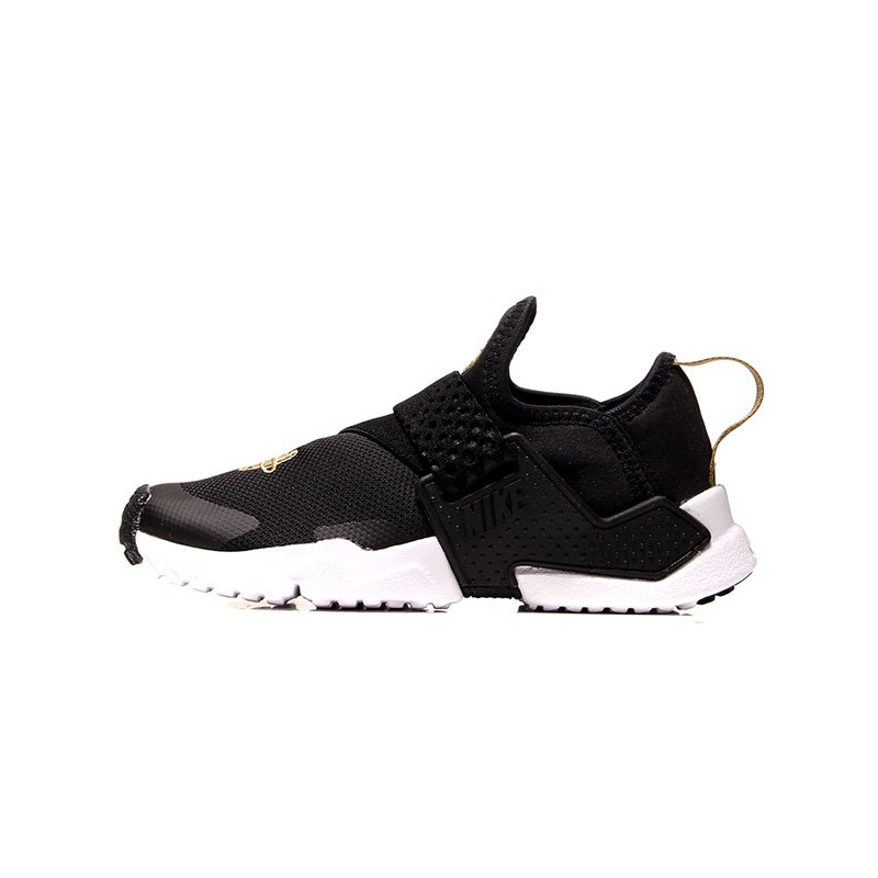 【自营】NIKE耐克男女幼童休闲鞋HUARACHE系列一脚蹬运动鞋AH7826 AH7826-007黑+金属金黄+白
