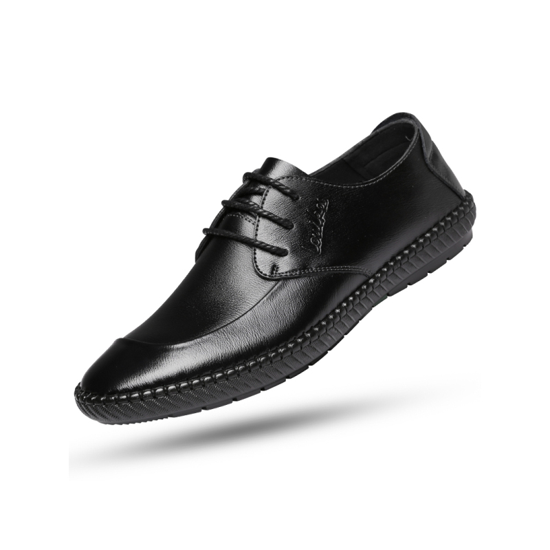 路易克思春季防滑英伦男鞋软底休闲皮鞋男真皮男士商务鞋子软面皮韩版