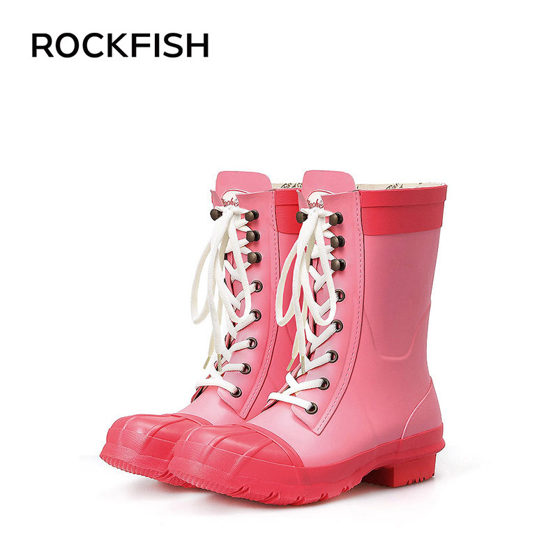 Rockfish英国春夏马丁靴雨靴女士天然橡胶雨鞋女防滑胶鞋潮流水鞋