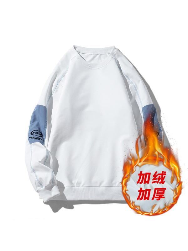 卫衣男士春秋季新款宽松上衣T恤简约时尚百搭加绒衣服打底衫男装