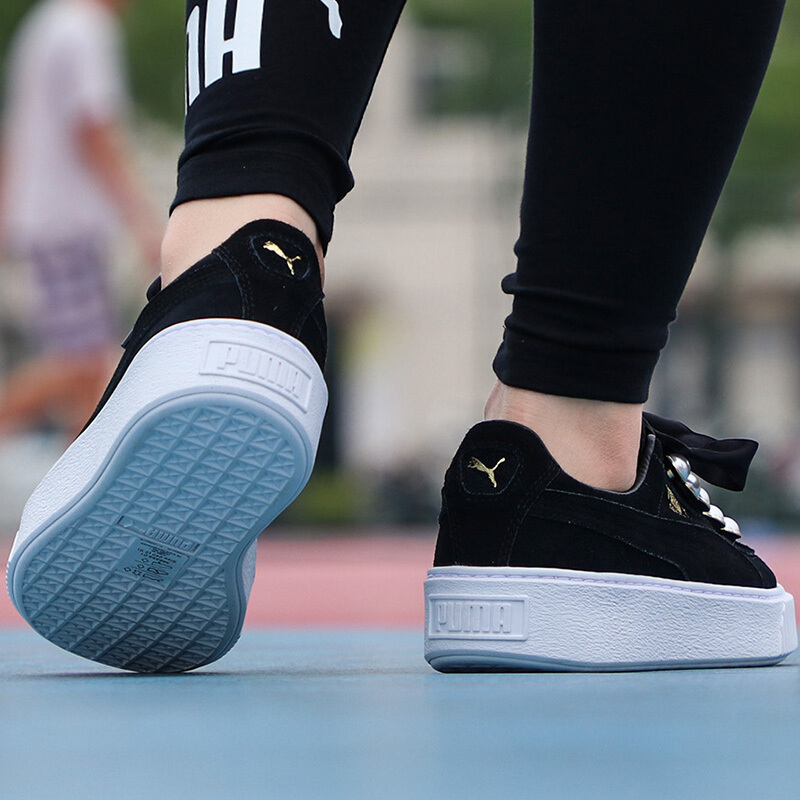 Puma 彪马 女鞋 蕾哈娜低帮板鞋珍珠丝带厚底松糕鞋休闲鞋 1PU36668801