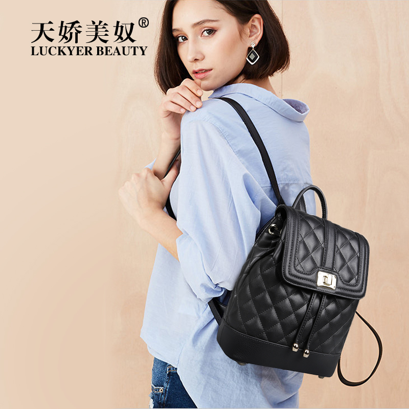 双肩包女双肩包女2019新款春夏韩版百搭休闲大容量软皮背包女