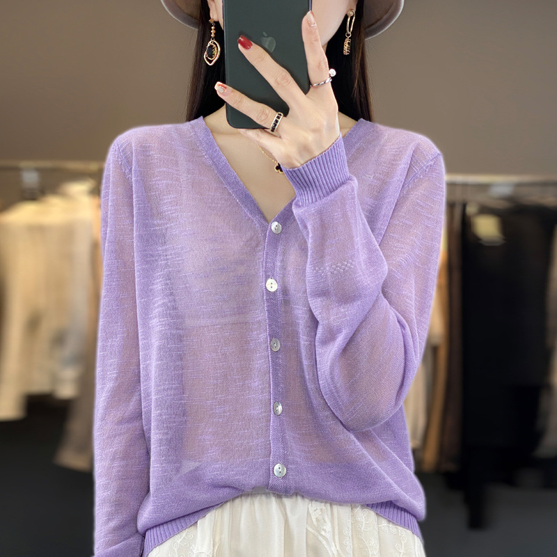 韩版宽松冰丝外套女2025夏季新款针织空调房开衫外搭女