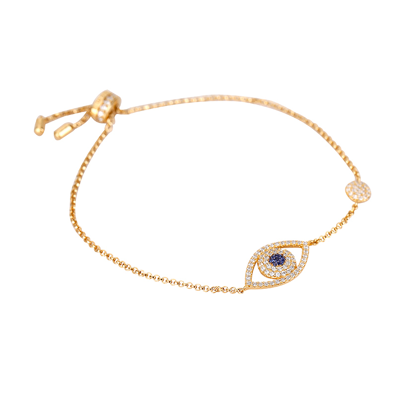 apmmonaco不对称金黄幸运眼情侣手链女情侣手串欧美简约银首饰送礼物