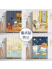 Ceba印花魔术贴柜帘卡通儿童房布艺帘隔断帘半帘厕所卧室免打孔帘子