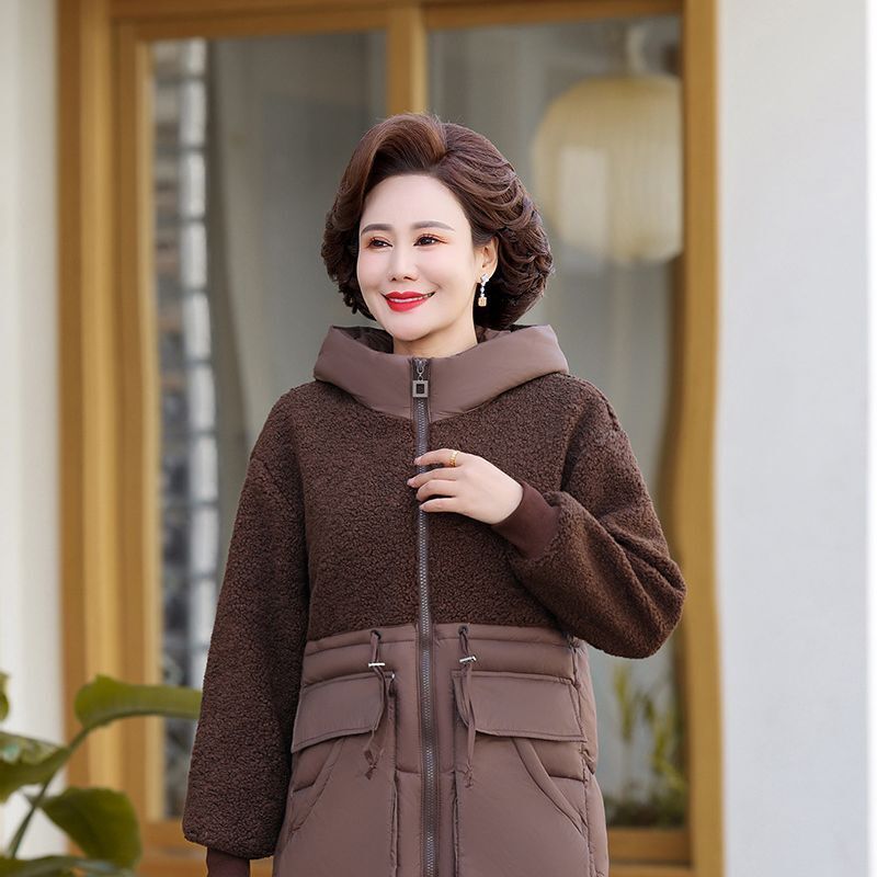 新款冬装妈妈装外套40岁宽松中年女装时尚拼接款女款冬款