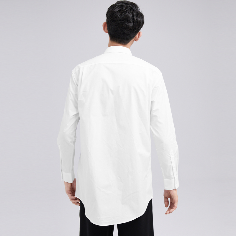 gxg男装男士时尚休闲潮流韩版修身白色长袖衬衫_1