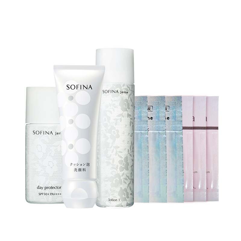 苏菲娜(Sofina)日间护肤套装保湿泡泡洁面乳透美颜化妆水Ⅰ+透美颜日间倍护防护乳+保湿控油便携组合 深层清洁防晒保湿