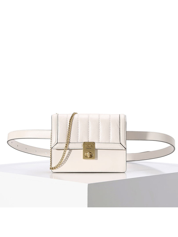 COACH\蔻驰 HUTTON胸包/腰包 斜挎包 锁扣绗缝皮