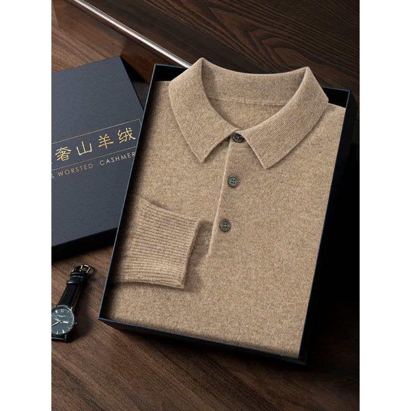 男士山羊绒衫衬衫领秋冬新款Polo领针织打底衫羊绒男毛衣图片