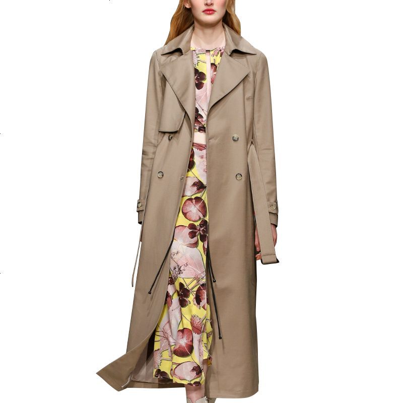 tobebery卡其色风衣女2018秋装新款中长款春秋季过膝薄款外套欧美