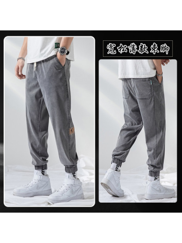 Ceba春夏新款 潮牌痞帅男士牛仔裤 高弹宽松束脚冰丝裤夏广东新塘牛仔