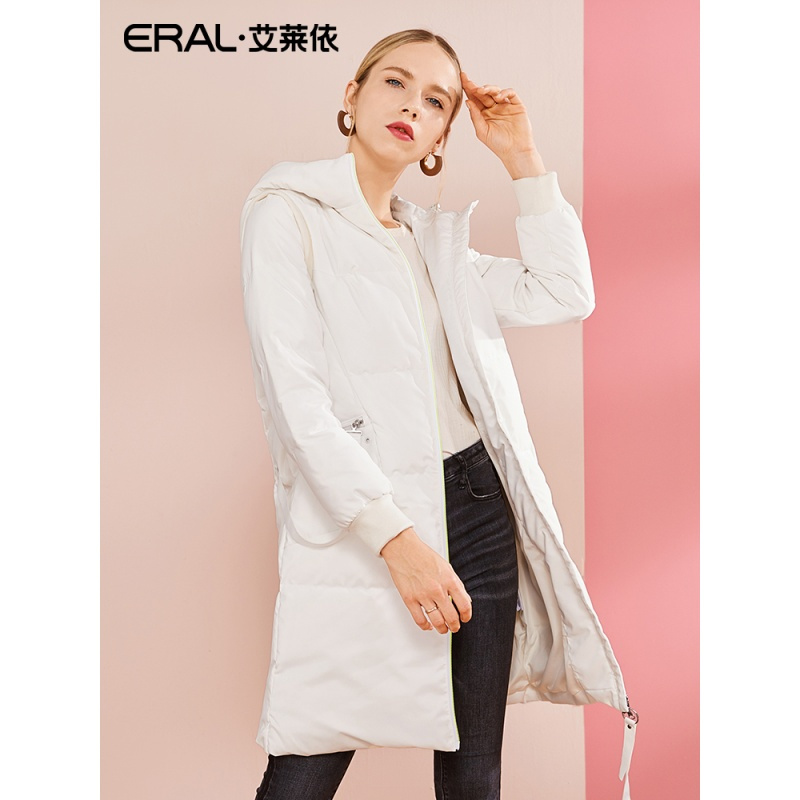 ERAL/艾莱依2017年商场同款撞色羽绒服女中长款加厚大衣617104149