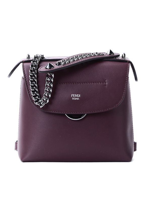 FENDI/芬迪 女包BACK TO SCHOOL迷你圆环磁扣拎斜挎双肩背包 8BZ041 19x17x9CM