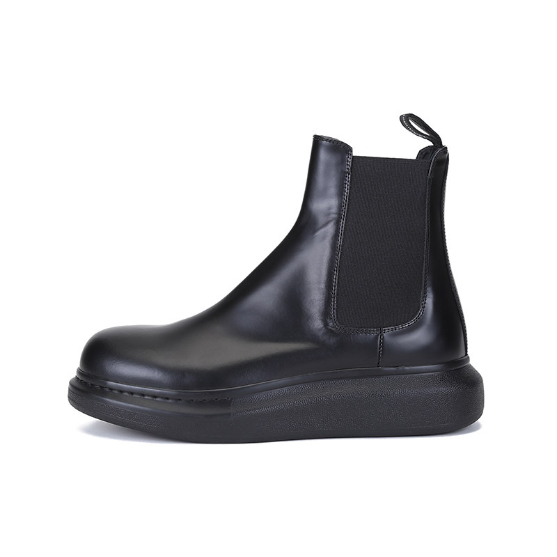 亚历山大麦昆alexandermcqueen男士牛皮织物靴子短靴切尔西靴586198wh