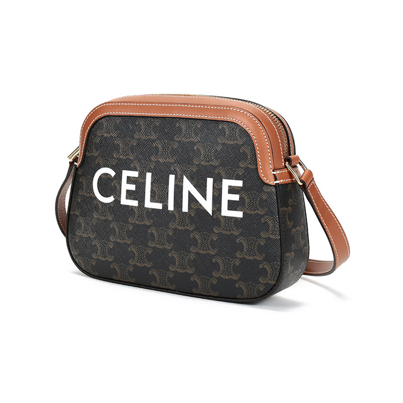 CELINE 赛琳 女士涂层帆布配皮单肩斜挎包相机包小号 191522BZK