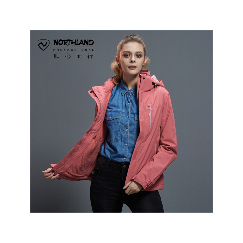 诺诗兰（NORTHLAND）男女户外运动防风防水透气保暖三合一套绒冲锋衣两件套GS055589/GS052588