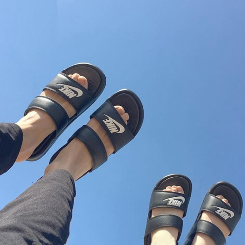 nike耐克男女中性鞋黑白双绑带忍者拖鞋819717010