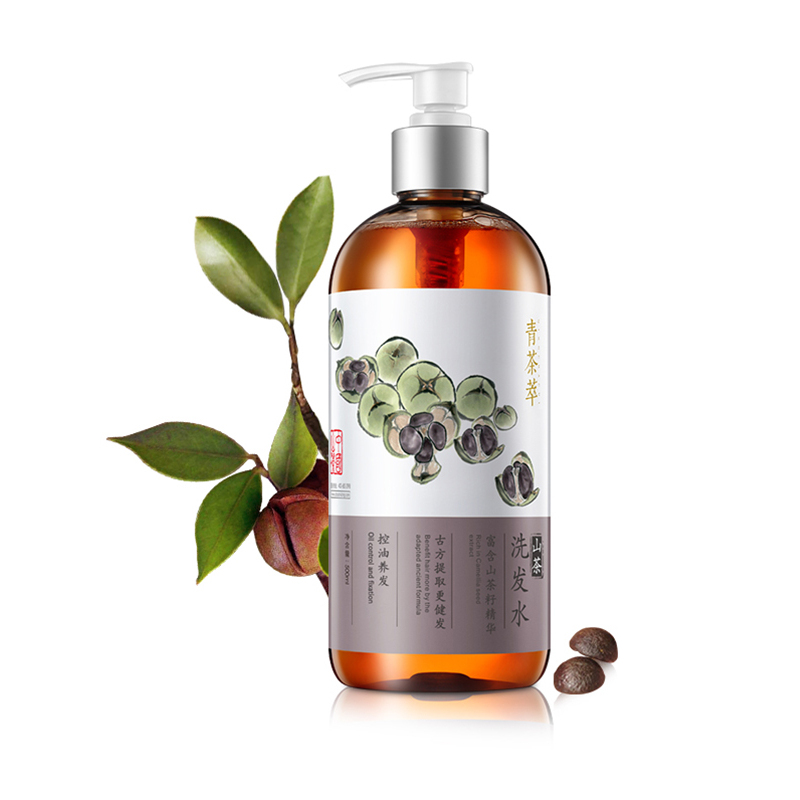 青茶萃 山茶籽精华洗发露500ML 持久控油 养根韧发 无硅油洗发水