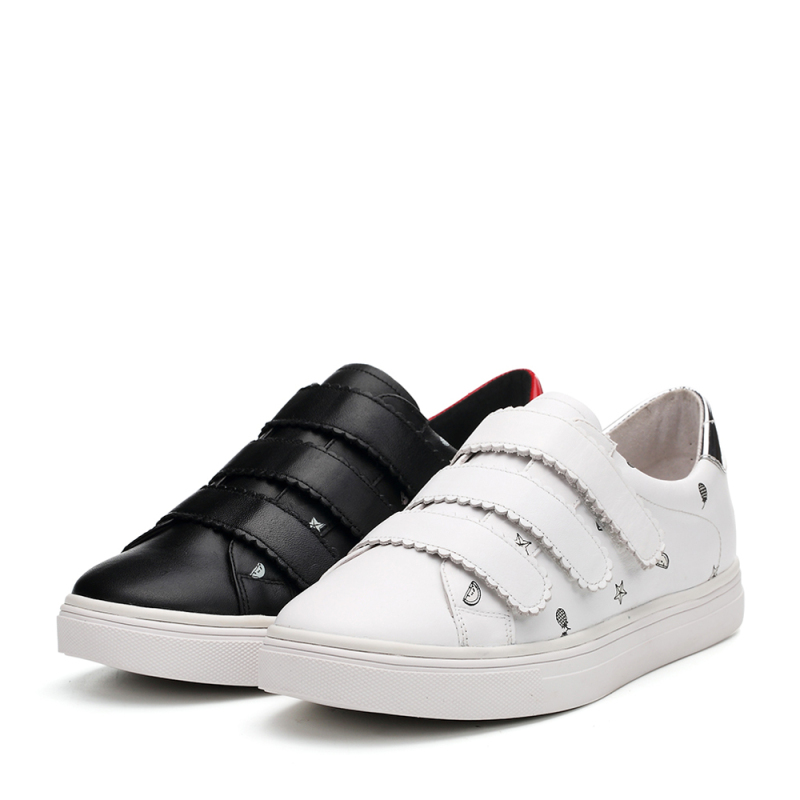 teenmix天美意秋白银色牛皮趣味卡通图案卡乐鞋女休闲鞋6u528cm7