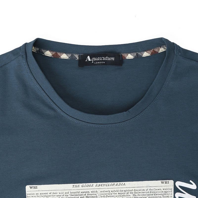 雅格狮丹AQUASCUTUM 男士T恤 图型印花棉质QMT006M0图片