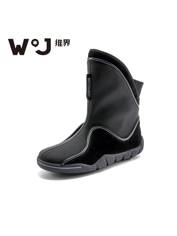 维界流行男靴韩版潮流男士雪地靴男短靴保暖休闲高帮男鞋加绒中筒