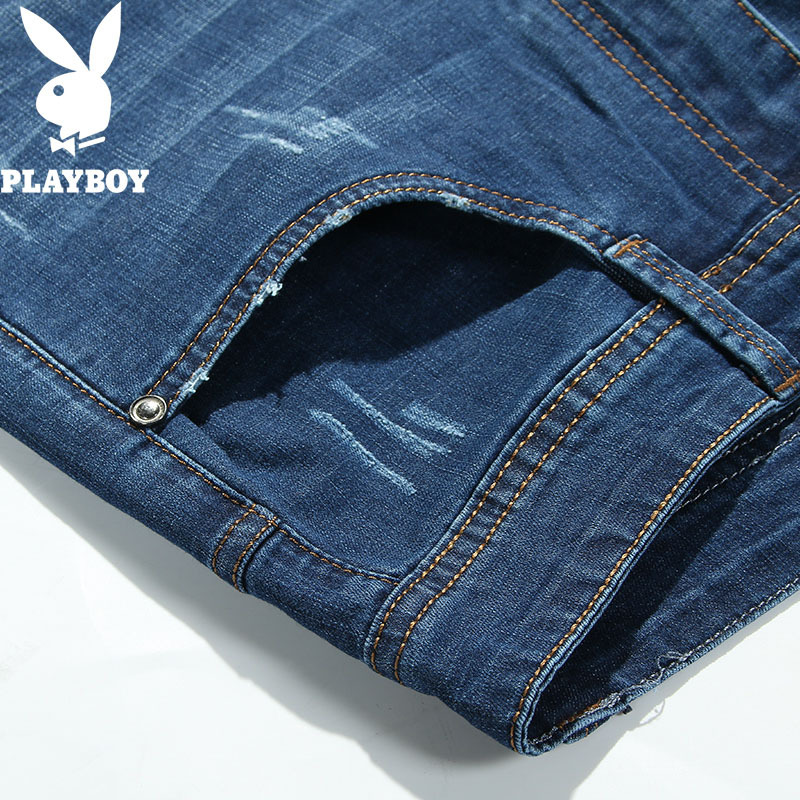 花花公子(PLAYBOY)青年牛仔裤男 时尚活力男裤潮流弹力修身直筒裤子夏季薄