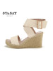 St&Sat/星期六凉鞋夏季高跟草编坡跟一字带凉鞋女鞋子SS62118169