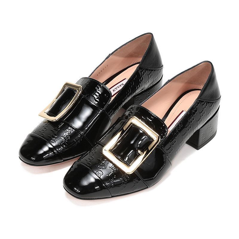 BALLY 巴利 女士 羊皮方扣装饰可踩脚单鞋乐福鞋中跟鞋 JANELLE 40 BB EM
