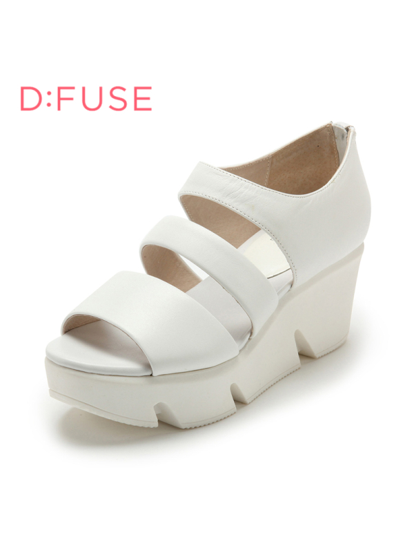 迪芙斯D:FUSE春专柜同款羊皮露趾百搭学生坡跟凉鞋女DF51111027