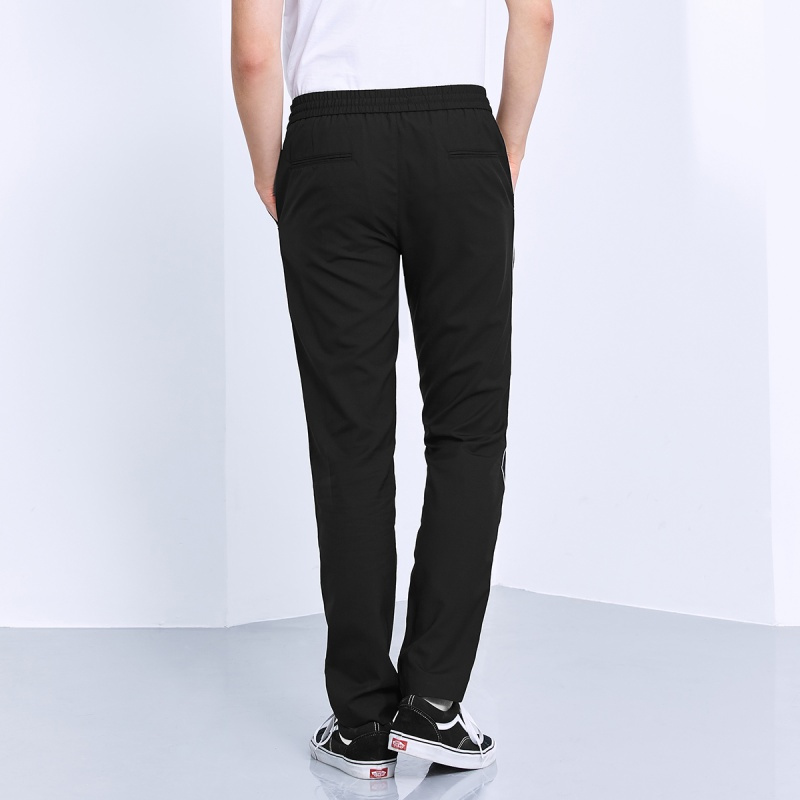 太平鸟男装2018夏季新款男士长裤直筒裤子黑色运动时尚潮流休闲裤