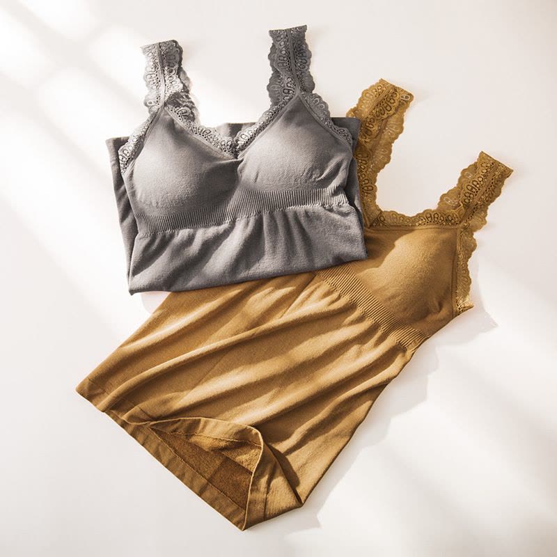 秋冬保暖背心女内穿加绒带胸垫V领修身双层加厚打底马甲图片