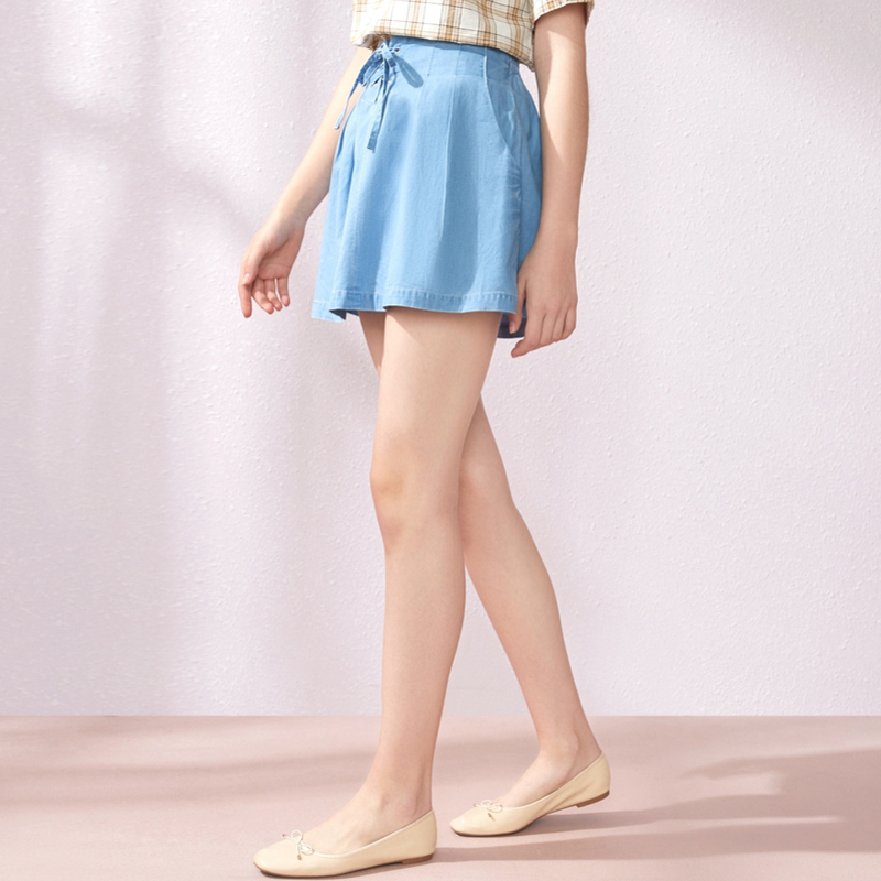 【满198减100预估价：30】Semir森马半身裙女2019夏季新款牛仔a字显瘦裙松紧百褶裙子少女短裙潮
