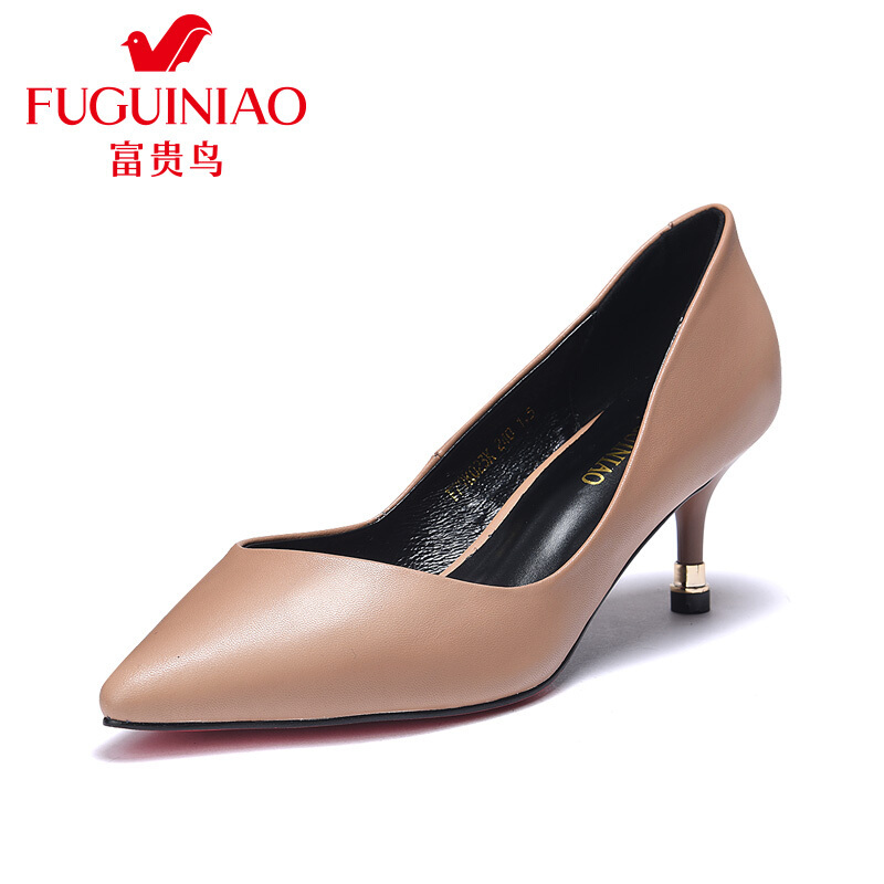 富贵鸟（FUGUINIAO）单鞋女羊皮尖头细跟女鞋