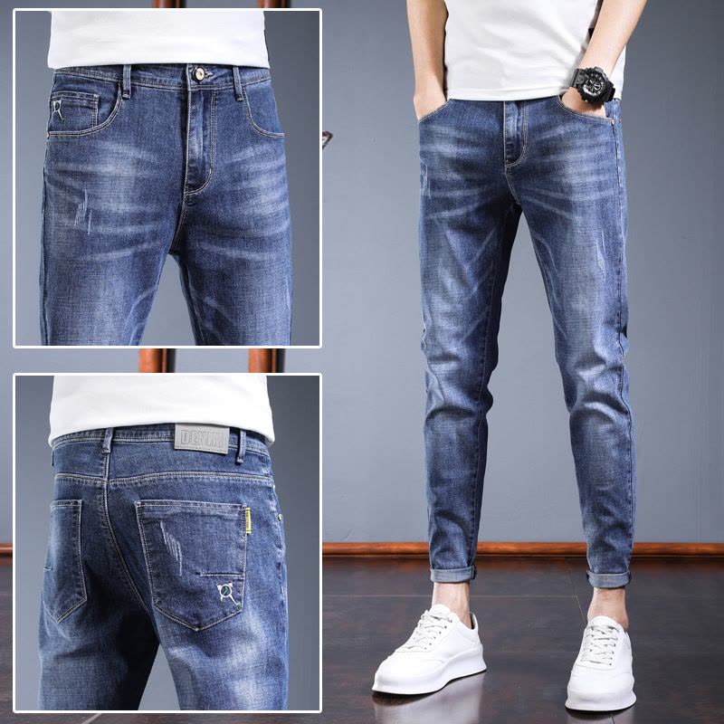 Ceba2022年新款 九分裤牛仔裤男 休闲帅先生男装9分弹力修身牛仔裤 潮图片