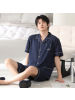 男士纯棉睡衣夏季薄款凉感短袖短裤两件套大码开衫男生家居服套装