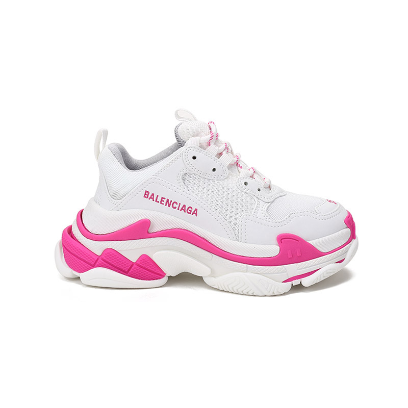 巴黎世家 BALENCIAGA 女士TRIPLE S系列织物/聚氨酯系带休闲运动鞋老爹鞋厚底鞋 524039 W2CA3