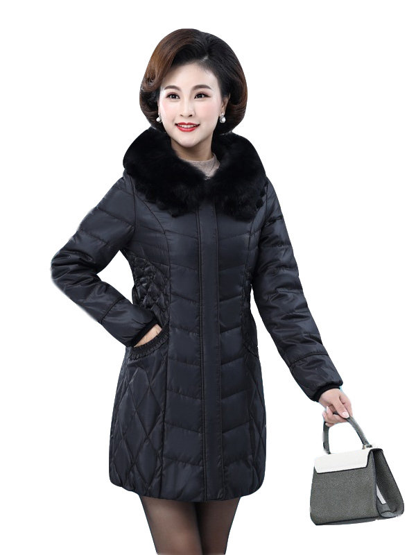 雪暖羽绒服女中长款狐狸毛连帽羽绒服女新款韩版修身大码冬季羽绒外套