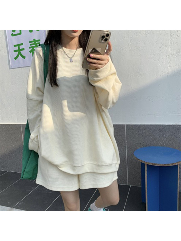 米尼绒棉质卫衣女秋装新款韩版纯色无帽薄款外套ins潮宽松上衣服