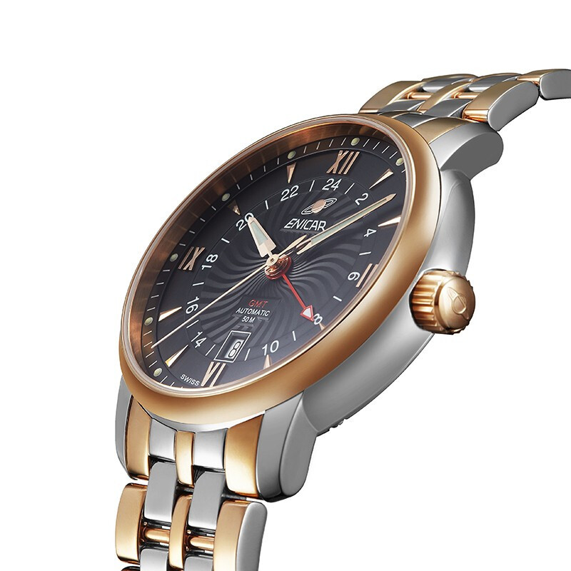 英纳格enicar经典系列时尚简约休闲商务钢带自动机械男士手表