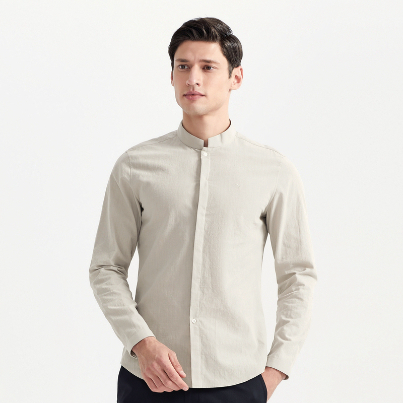 柒牌seven男装衬衫商务宴会立领长衬修身打底衫纯棉衬衣中华立领