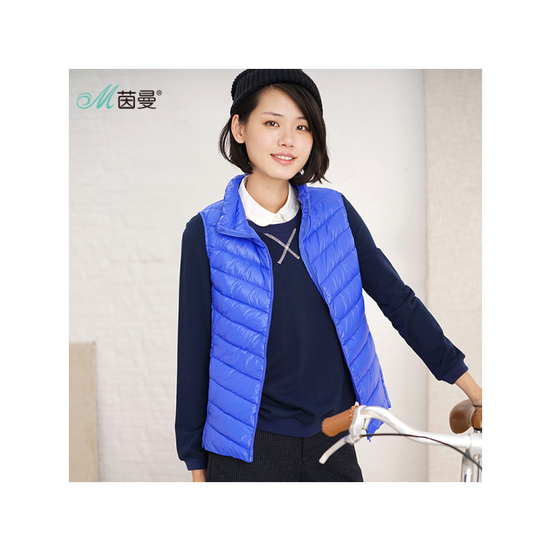 茵曼女装秋装新款多色轻薄羽绒马甲女保暖薄款背心外套1863123413