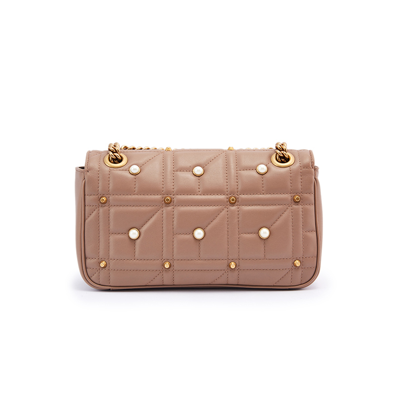 gucci古驰ggmarmont系列包盖式衍缝皮革小号女士单肩包硬443497