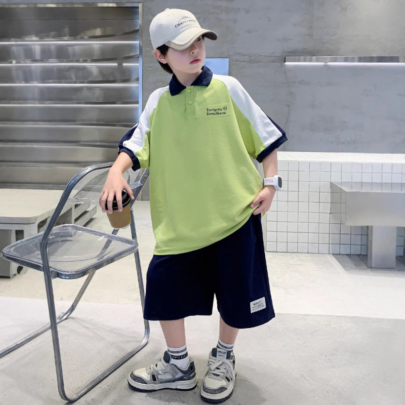 男童夏装套装2025新款大童夏天男孩夏季薄款儿童休闲短袖POLO衫潮
