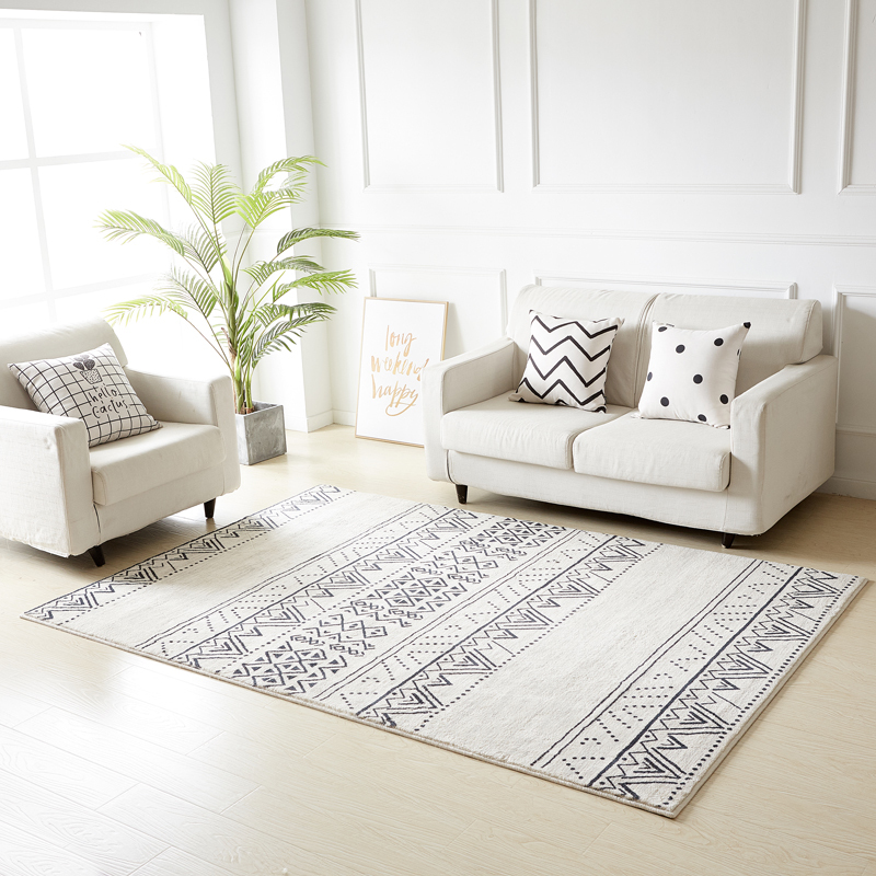 九氏joesh波西米亚风格仿羊绒地毯现代简约条纹格子风格大厅卧室地毯