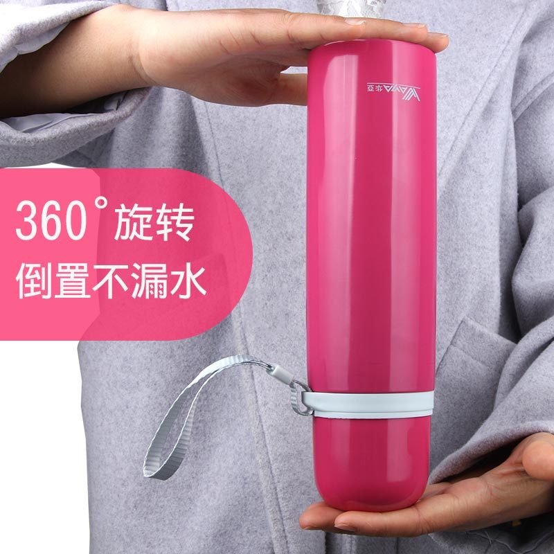 华亚学生儿童保温杯子304不锈钢长效保温水壶 吊带便携包邮